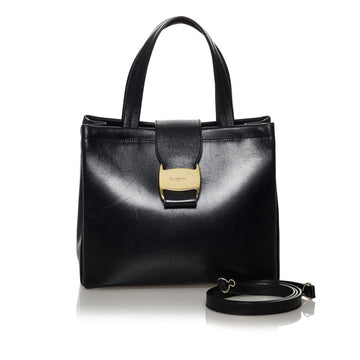 Salvatore Ferragamo Vara Handbag Shoulder Bag AQ-21 8252 Black Leather Ladies