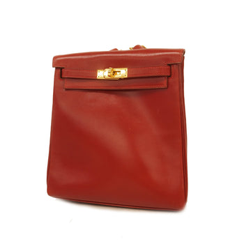 Hermes Kelly Kelly Ad PM Women's Box Calf Leather Backpack Rouge