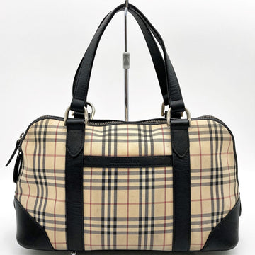 BURBERRY Boston Bag Mini Travel Nova Check Beige x Black Canvas Ladies Men's Fashion