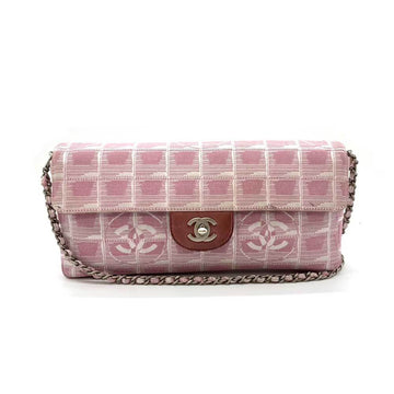 CHANEL Bag New Line Chain Shoulder Pink Horizontal Coco Mark Ladies Nylon Jacquard Canvas A15316