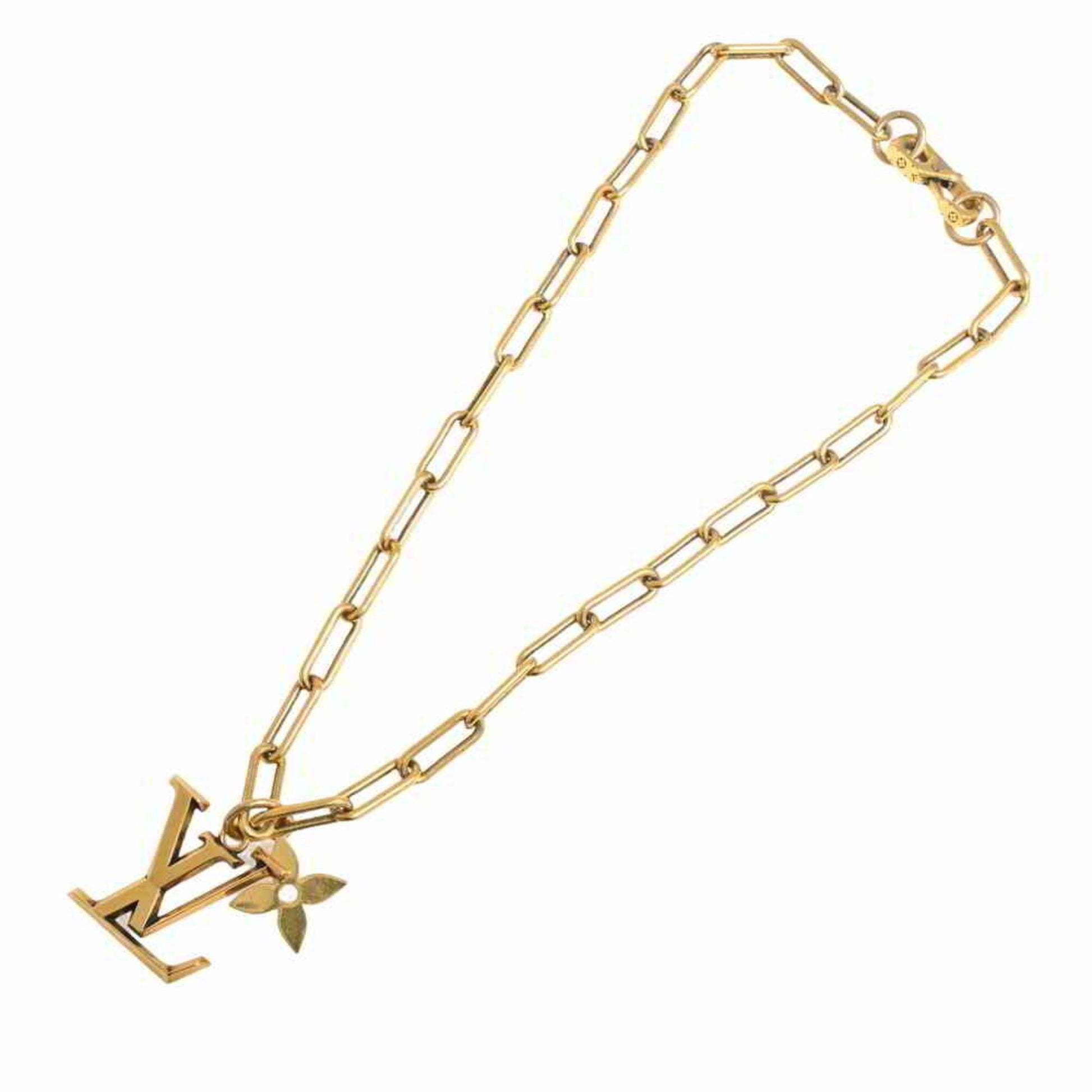 LOUIS VUITTON My Flower Chain Necklace Golden Metal
