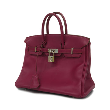 HERMESAuth  Birkin 25 N Stamp Women's Swift Leather Handbag Ruby