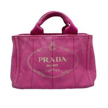 PRADA canapa tote B2439G handbag canvas fuchsia pink strap pear