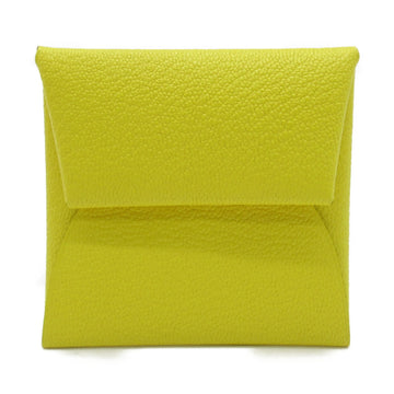 HERMES Bastia coin purse Yellow Shave leather