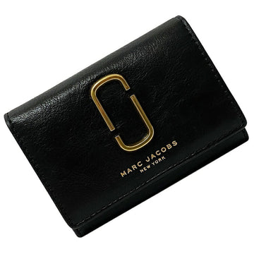 MARC JACOBS Bi-Fold Wallet Black Gold The Gram M0013027 Leather  Punched Pocket