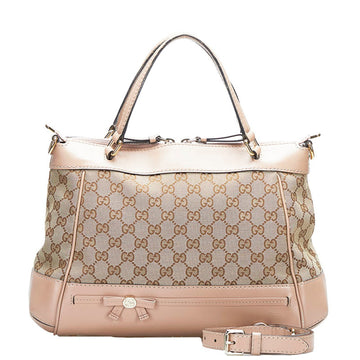 Gucci GG Canvas Handbag Shoulder Bag 269894 Beige Pink Leather Ladies GUCCI