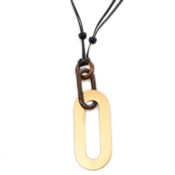 Hermes buffalo horn gold plated necklace