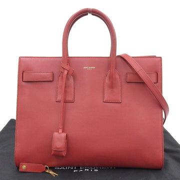 SAINT LAURENT Sac de Jour Handbag Leather Red 324823