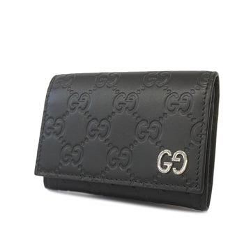 Guccissima Business Card Holder 473923 Leather Business Card Case Black