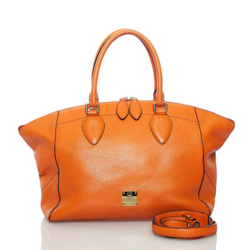 MCM Handbag Shoulder Bag Orange Leather Ladies