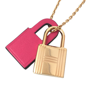 Hermes Cadena type pendant necklace O'Kelly PM Franboise x pink gold Vaux Swift plated Y engraved 2020
