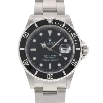 ROLEX Submariner 16610 men's SS watch automatic winding black dial