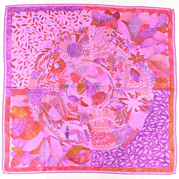 HERMES Making each nest Carre 90 silk scarf ladies purple CHACUN FAIT SON NID