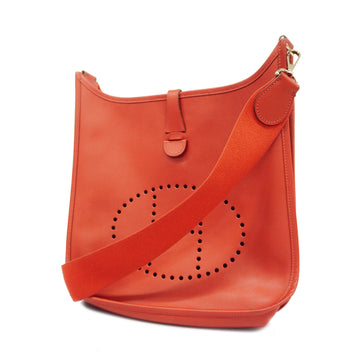 HERMESAuth  Evelyn 2 J Stamp Women's Epsom Leather Shoulder Bag Rouge Garance