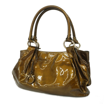 SALVATORE FERRAGAMOAuth  Gancini Women's Leather Handbag,Tote Bag Khaki