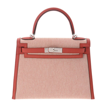 HERMES Kelly 28 Outer Stitching Rouge Palladium Metal Fitting Y Engraved [around 2020] Ladies Toile H Vaux Swift Bag