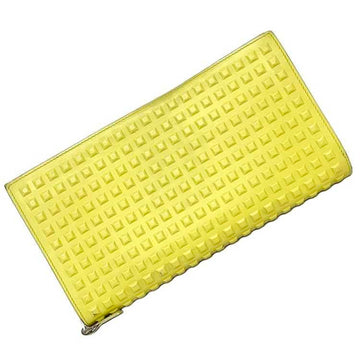 BALENCIAGA Round Long Wallet Yellow Grid 298821 Leather  Studs Ladies