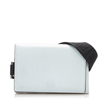 Fendi Zucchino card case with strap light blue leather ladies FENDI