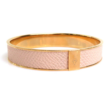 HERMES Bangle Bracelet Metal/Leather Pink Gold/Light Ladies