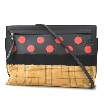 LOEWE diagonal shoulder bag leather/suede black x red brown women's r9572g