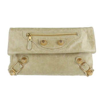 BALENCIAGA Giant Envelope Clutch Bag 186182 Leather Beige Gold Hardware