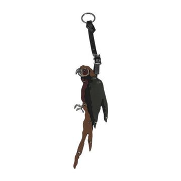 VALENTINO Garavani Keychain MY0P0684PZJ Leather Metal Black Khaki Brown Gun Metallic Bordeaux Parrot Bird Animal Bag Charm Keyring