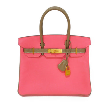 HERMES Handbag Birkin 30 SPO Rose Azalea Etoupe Bicolor Pink Greige Personal Order Vaux Epson A Engraved Women's Bag