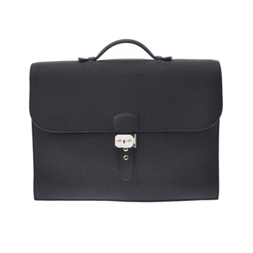 Hermes Sac Ad??peche 38 Handbag Black Palladium Hardware T Engraved (around 2015) Men's Togo Bag