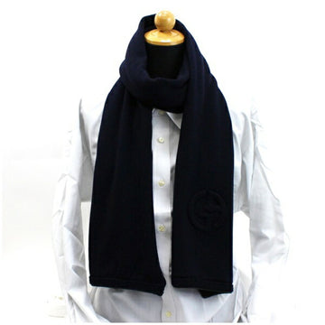 GIORGIO ARMANI wool scarf navy x gray 168 28 cm  men's women's reversible