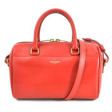 SAINT LAURENT Handbag Shoulder Bag Baby Duffle Leather Red Gold Women's e55995f