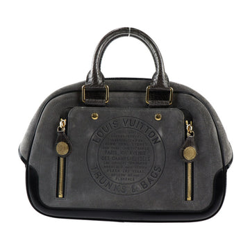 LOUIS VUITTON Stamp Bag GM Handbag M95237 Suede Calf Leather Gray Black Gold Hardware
