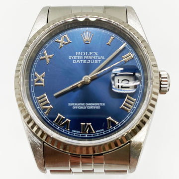 ROLEX Datejust watch men's fashion silver blue navy 16234 USED