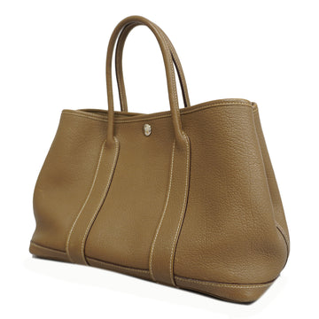 Hermes Garden Garden party TPM O engraved Women's Negonda Leather Handbag,Tote Bag Etoupe Gray