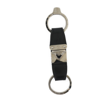 LOUIS VUITTON Portocre Vallee Keychain M85034 Leather Metal Black Silver Key Ring