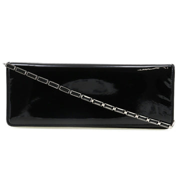 SALVATORE FERRAGAMO Chain Shoulder Bag 2WAY Clutch 21-4384 Enamel Made in Italy Black Magnet Type ChainShoulder Women's
