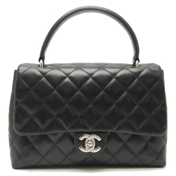 CHANEL Top Handle Bag Handbag Matelasse Lambskin Black 251110