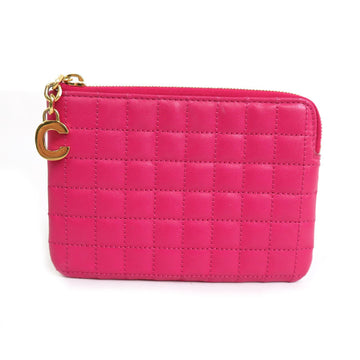 CELINE Coin Case Quilted Leather Pink Gold Ladies