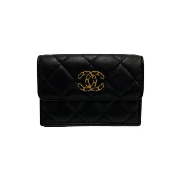 CHANEL Matelasse Chain Coco Small Flap Wallet Lambskin Leather Genuine Trifold