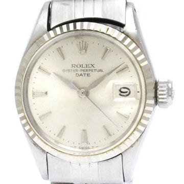 ROLEXVintage  Oyster Perpetual Date 6517 White Gold Steel Ladies Watch BF566312