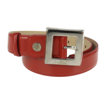 BVLGARI belt Notation size 110/44 Leather Red Silver metal fittings Square buckle Reference 78-83cm