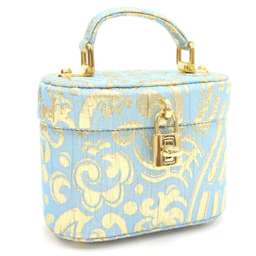 Dolce & Gabbana Vanity Bag Alta Moda Collection Light Blue Gold Satin Mini Small Nano Handbag Ladies Embroidery Limited AltaModa DOLCE GABBANA