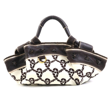 LOEWE Handbag Nappa Aire Canvas/Leather Off-White/Dark Brown Women's