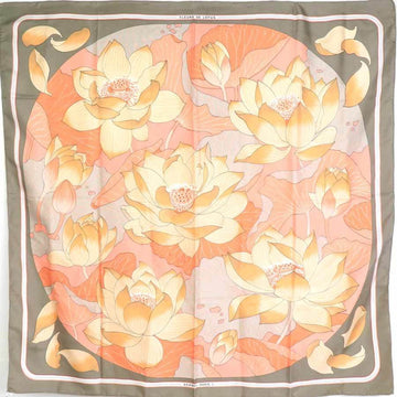 HERMES scarf Carre 90 FLEURS DE LOTUS silk multicolor