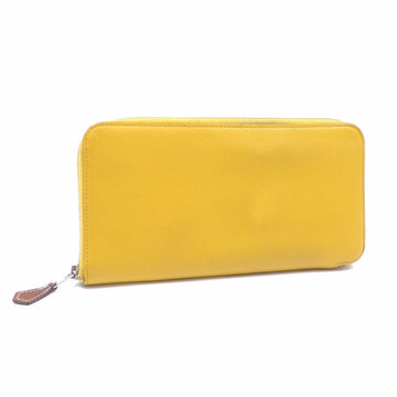 Hermes Azap Long Silk-in Round Wallet Women's Yellow Vaux Epsom D Engraved Around 2019 HERMES Leather