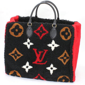 LOUIS VUITTON Bag On the Go GM Monogram Teddy Fluffy Shearling Black Red Tote Shoulder Handbag M55420  BB3401-r