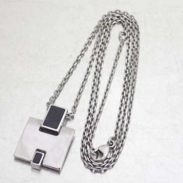 HERMES necklace Irene metal/enamel silver/black unisex