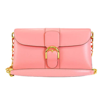 DELVAUX Women's Leather Chain/Shoulder Wallet Pink