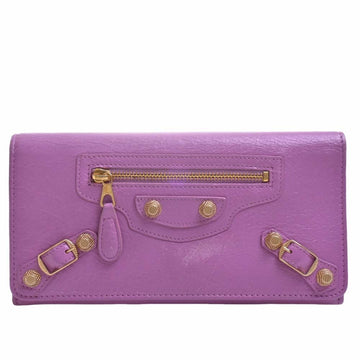 BALENCIAGA Leather Giant Money Bifold Long Wallet 233599 Purple Women's