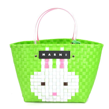 MARNI Handbag FLOWER CAFE Rabbit Mini Basket Bag/Polypropylene Yellow Green Ladies
