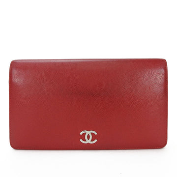 CHANEL Bifold Long Wallet Leather Red 15th Series Coco Mark Accessories Ladies wallet red coco leather 19462
